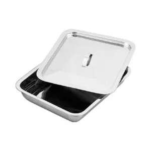 Stainless steel instrument trays and mesh baskets