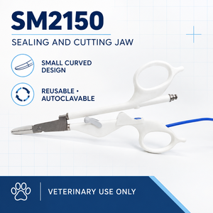 YYF SM2150 Veterinary Small Curved Jaw Vessel Sealer Reusable Autoclavable Open Surgery Forceps for Animal Spay Neuter